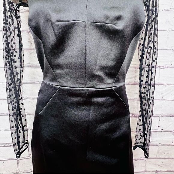 Milly of New York Illusion-Sleeve Satin Sheath Dress size 4 - Picture 9 of 16